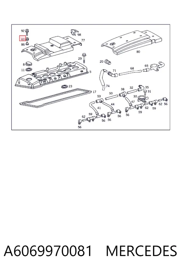 Cojín de la tapa decorativa del motor A6069970081 Mercedes
