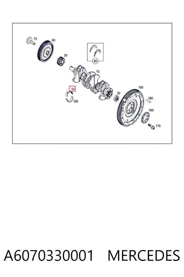 Juego de cojinetes de cigüeñal, estándar, STD A6070330001 Mercedes