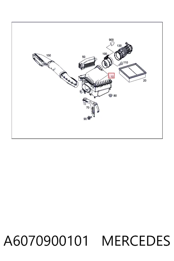 Caja del filtro de aire A6070900101 Mercedes