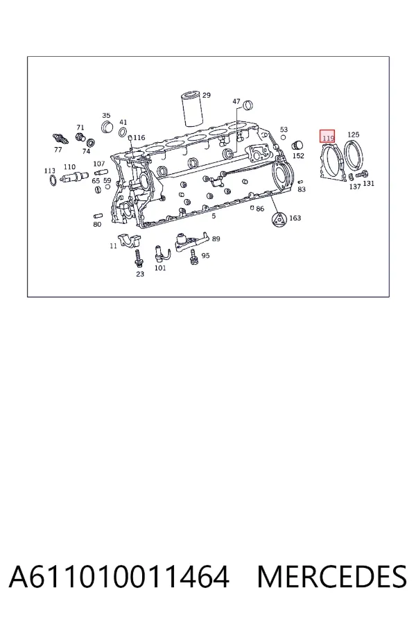 Retén de cigüeñal A611010011464 Mercedes