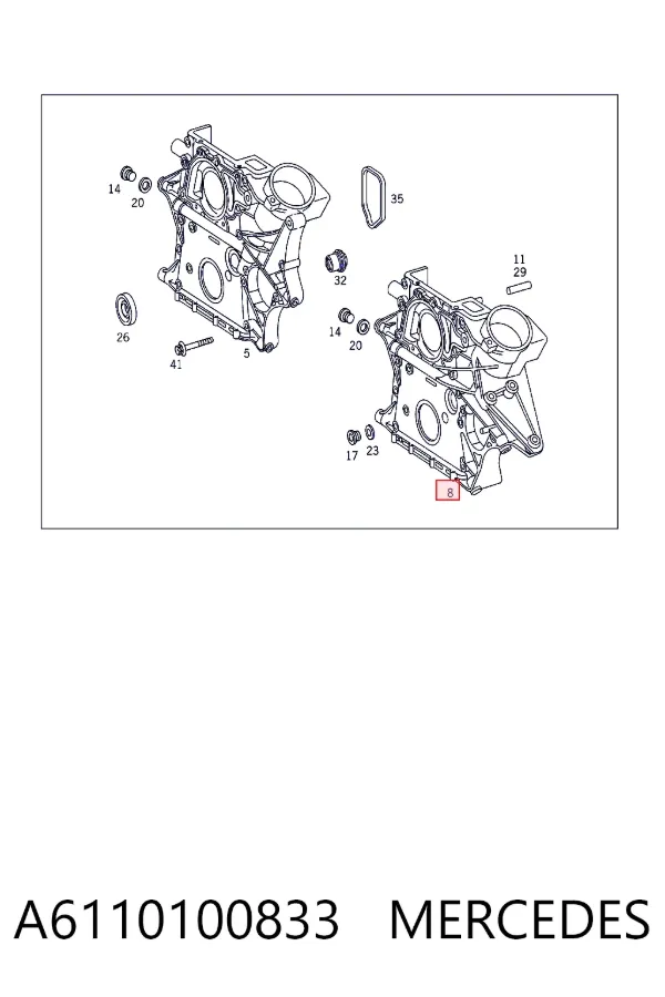 Tapa delantera del motor A6110100833 Mercedes