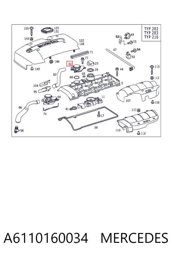 Separador de aceite del sistema de ventilación del cárter A6110160034 Mercedes