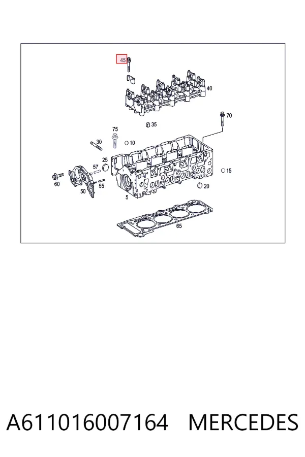 Perno de bancada del árbol de levas A611016007164 Mercedes