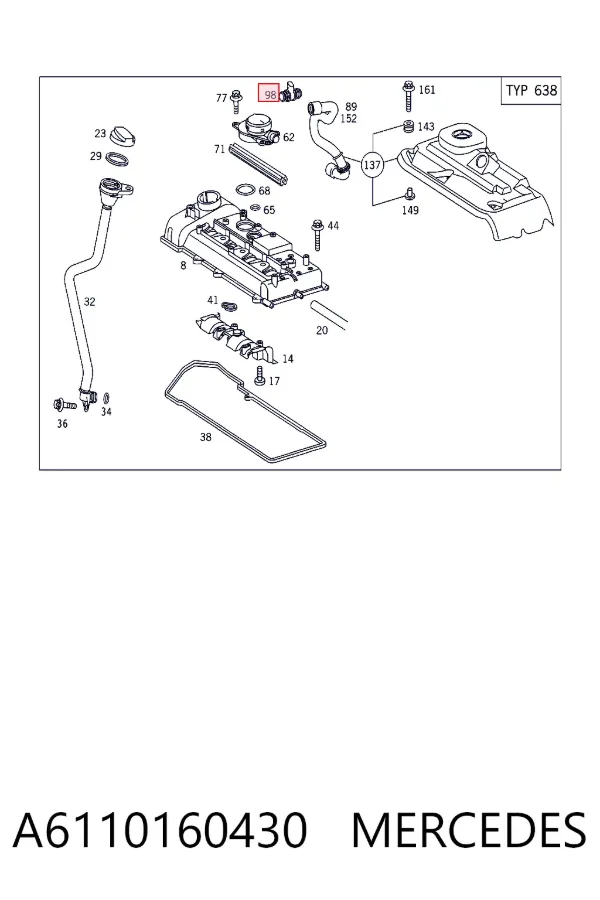 Calentador de gases del cárter A6110160430 Mercedes