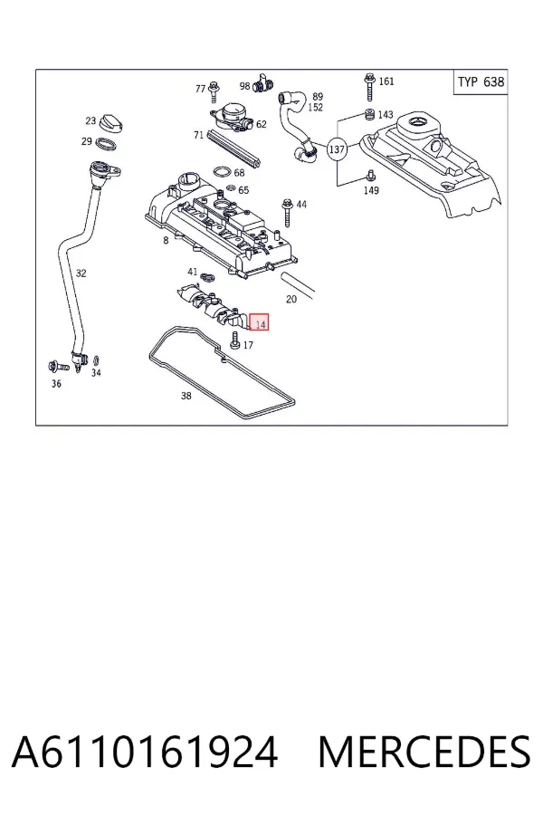 Tapa motor A6110161924 Mercedes