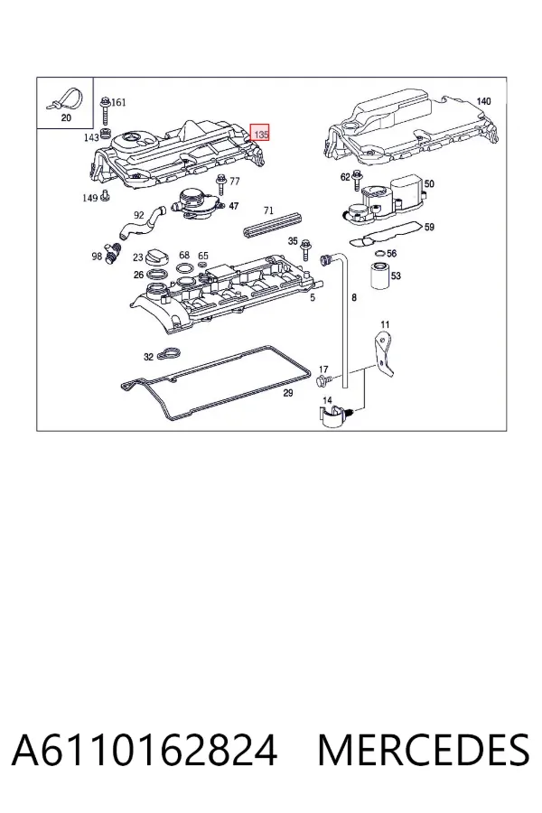 Tapa motor A6110162824 Mercedes