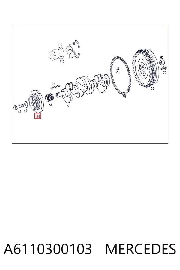 Polea de cigüeñal A6110300103 Mercedes