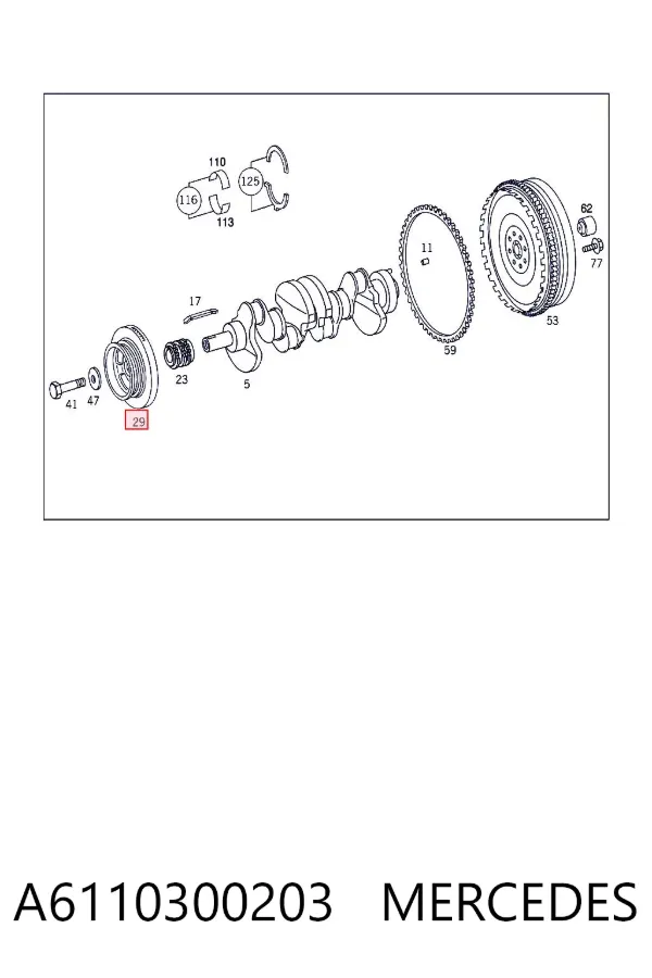 Polea de cigüeñal A6110300203 Mercedes