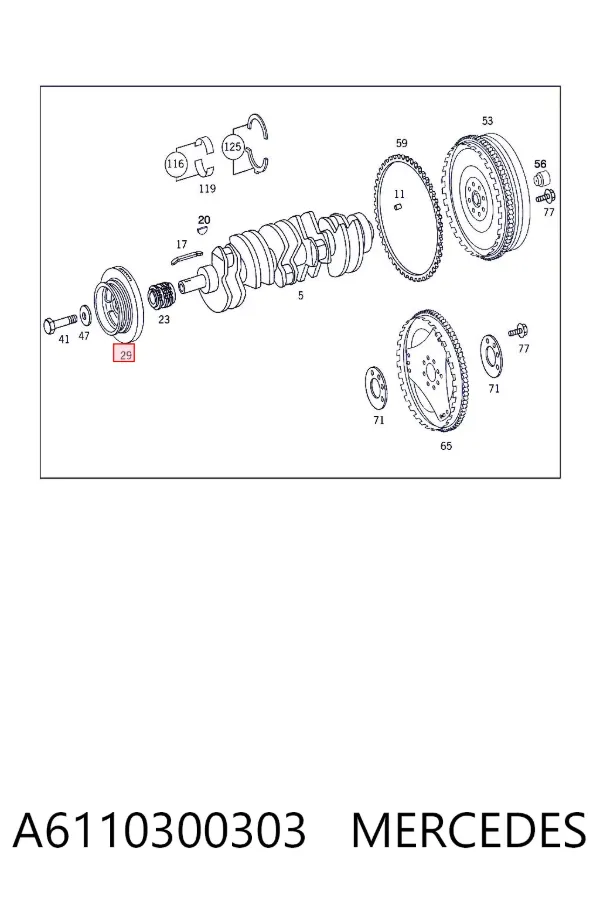 Polea de cigüeñal A6110300303 Mercedes