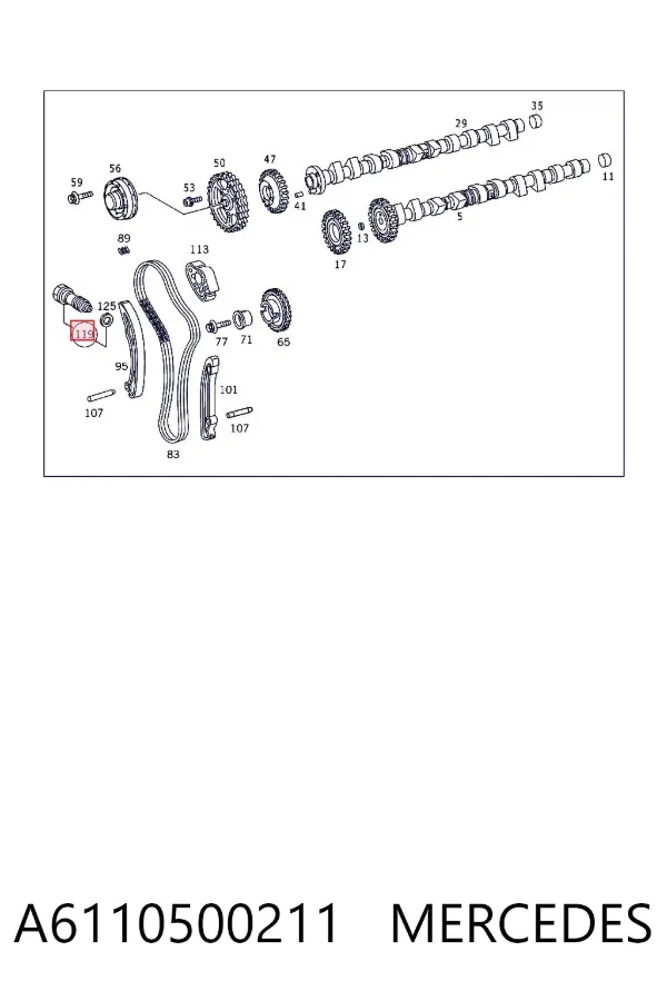 Tensor de cadena de distribución A6110500211 Mercedes