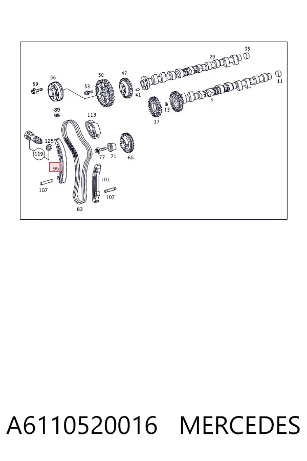 Guía del tensor de la cadena de distribución A6110520016 Mercedes