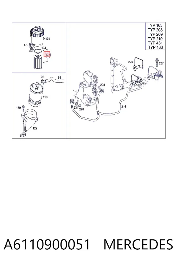 Filtro de combustible A6110900051 Mercedes
