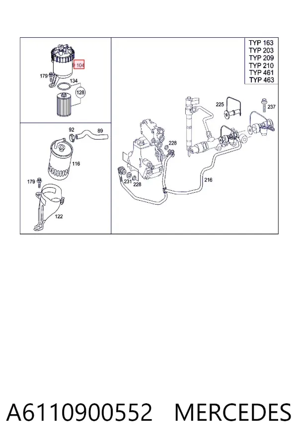 Filtro de combustible A6110900552 Mercedes