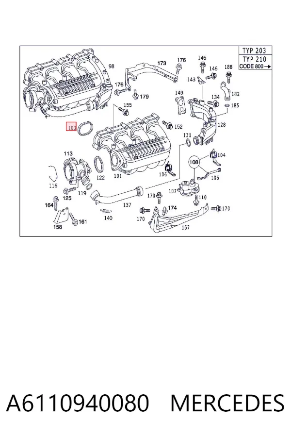 Junta de colector de admisión A6110940080 Mercedes