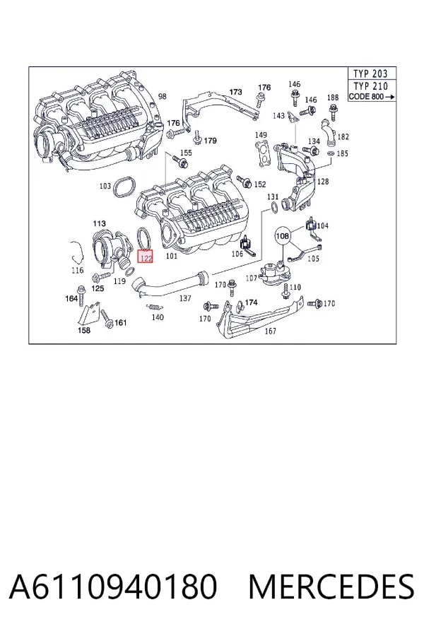 Junta de válvula EGR A6110940180 Mercedes