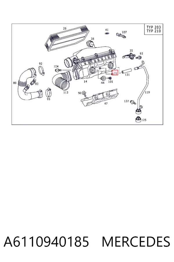 Soporte del filtro de aire A6110940185 Mercedes