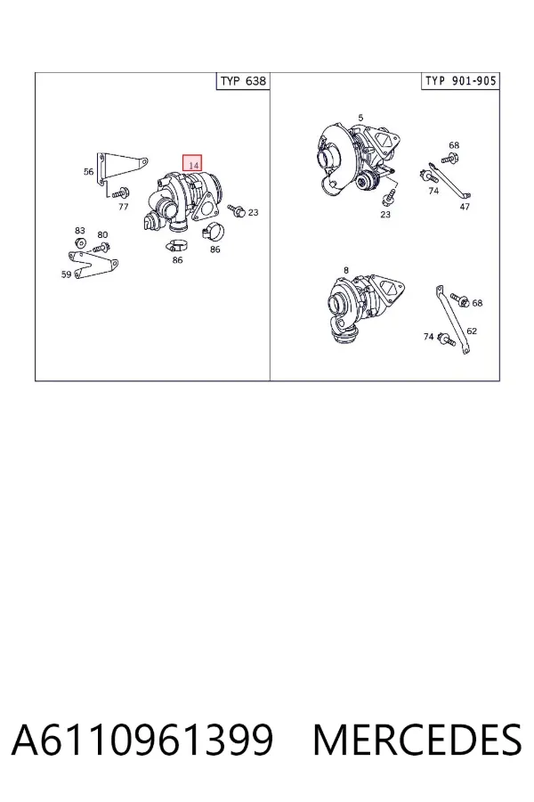 Turbocompresor A6110961399 Mercedes
