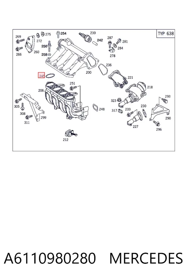 Junta superior del colector de admisión A6110980280 Mercedes