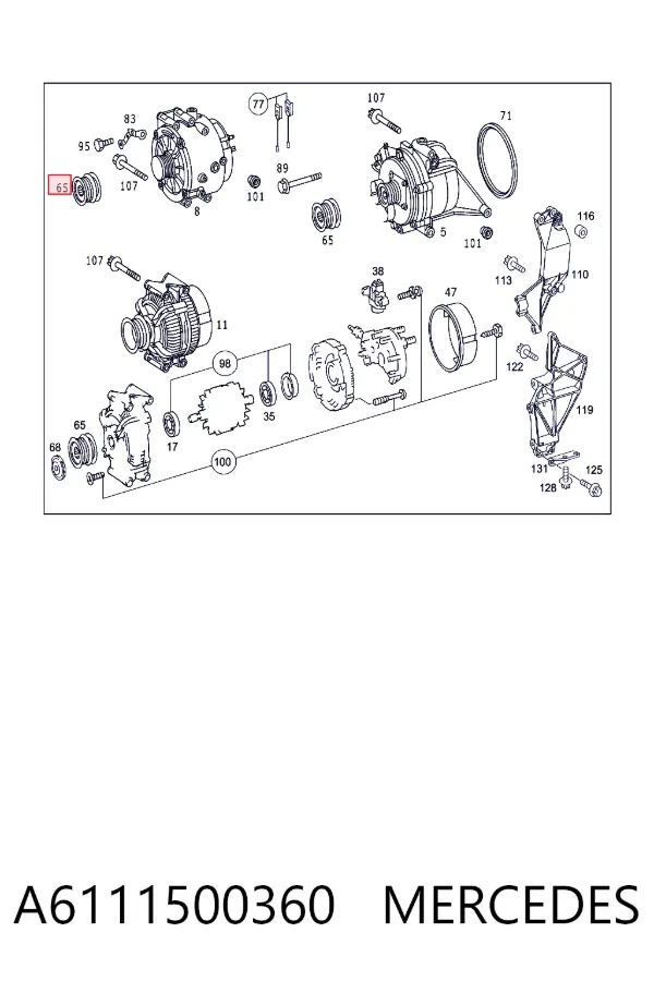 Polea alternador A6111500360 Mercedes