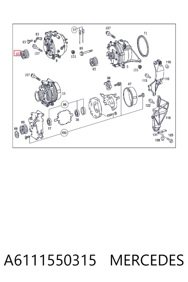 Polea alternador A6111550315 Mercedes