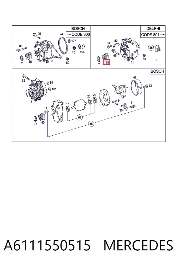 Polea alternador A6111550515 Mercedes