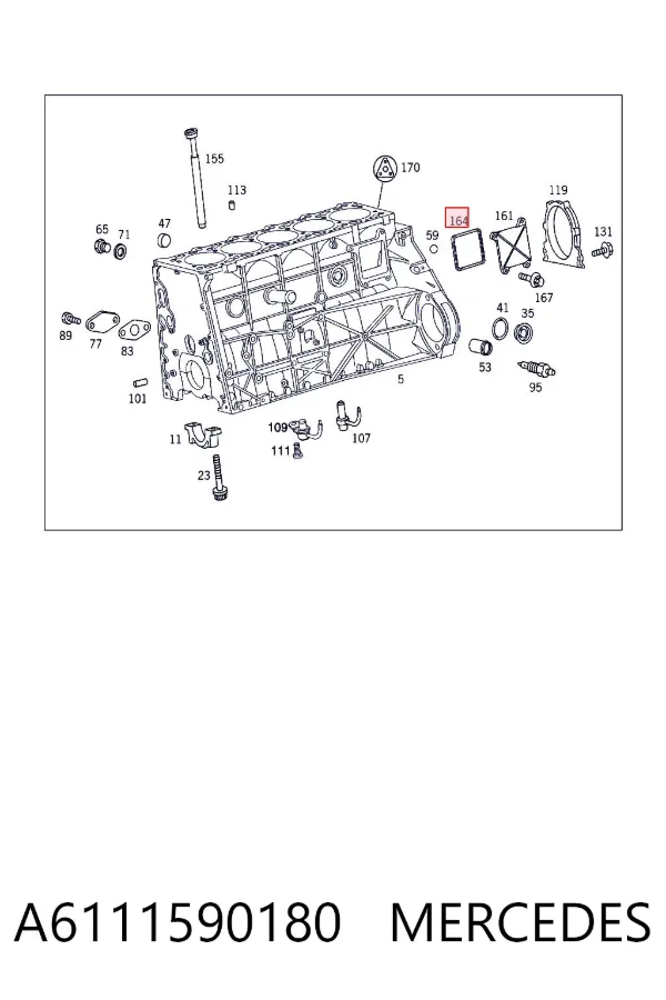Junta de tapa frontal del motor A6111590180 Mercedes