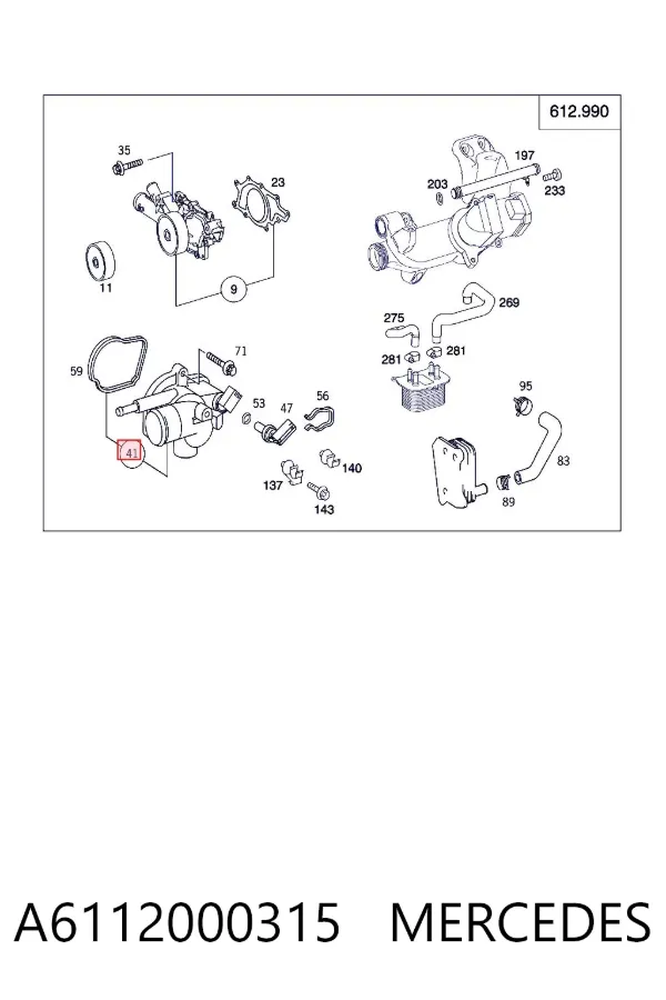 Caja de termostato A6112000315 Mercedes