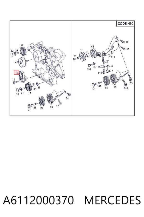 Tensor de correa poli V A6112000370 Mercedes