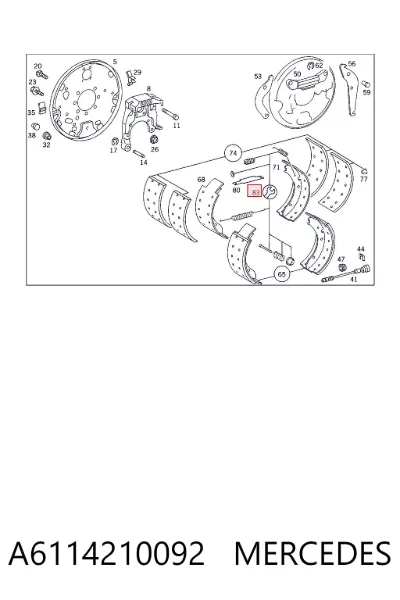 Juego de reparación de frenos traseros MERCEDES A6114210092