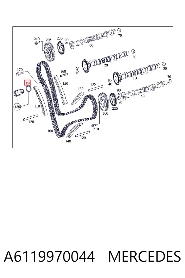 Junta del tensor de la cadena de distribución A6119970044 Mercedes