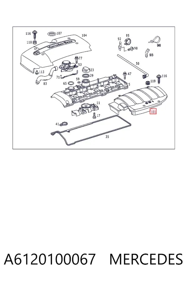 Tapa motor A6120100067 Mercedes