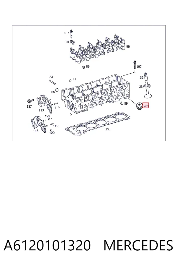 Juego de juntas superiores de motor A6120101320 Mercedes