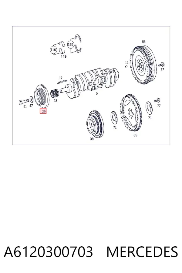 Polea de cigüeñal A6120300703 Mercedes