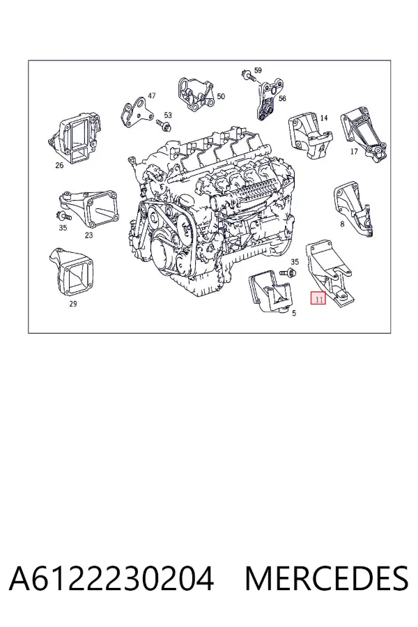 Soporte del soporte izquierdo del motor A6122230204 Mercedes