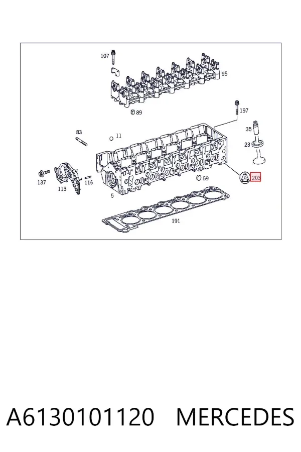Juego de juntas superiores de motor A6130101120 Mercedes