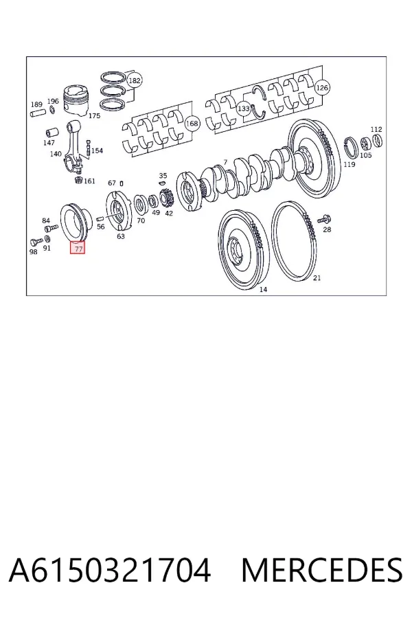 Polea de cigüeñal A6150321704 Mercedes