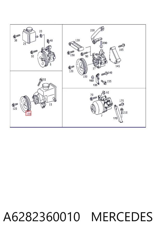 Polea de la bomba de dirección asistida A6282360010 Mercedes