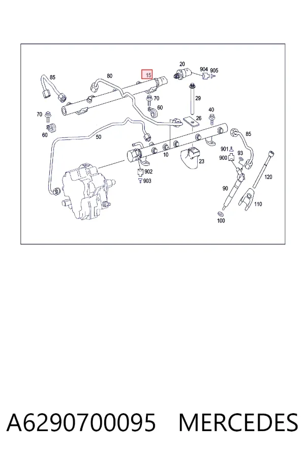Rampa de combustible derecha A6290700095 Mercedes