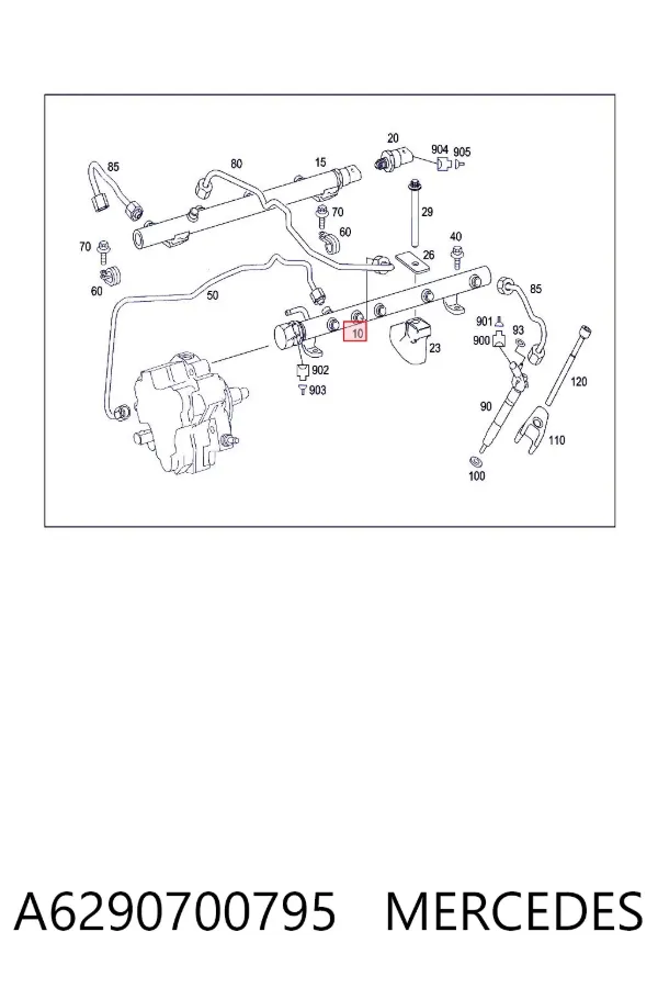 Rampa de combustible izquierda A6290700795 Mercedes