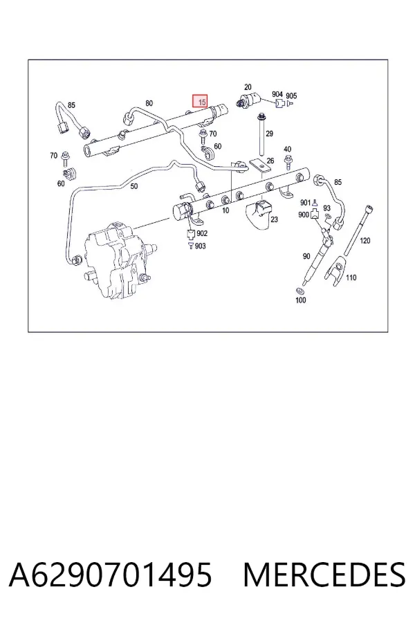 Rampa de combustible derecha A6290701495 Mercedes
