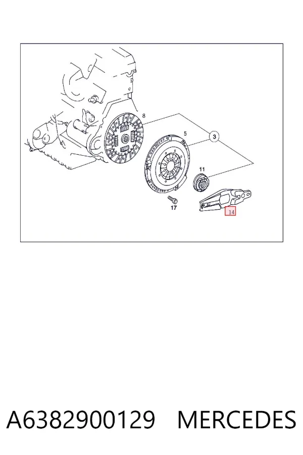 Horquilla de embrague A6382900129 Mercedes