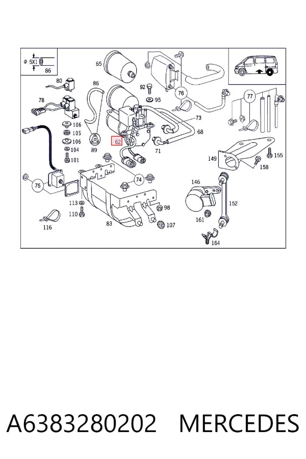 Compresor de suspensión neumática A6383280202 Mercedes