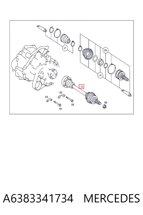 Semieje delantero A6383341734 Mercedes