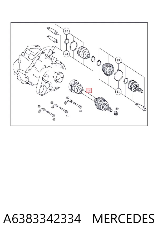Semieje delantero A6383342334 Mercedes