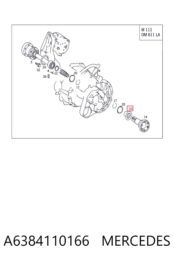 Retén del semieje delantero izquierdo A6384110166 Mercedes