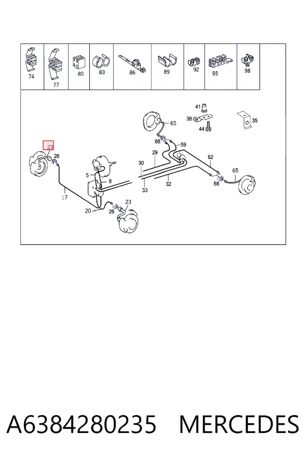 Latiguillos de freno delantero A6384280235 Mercedes