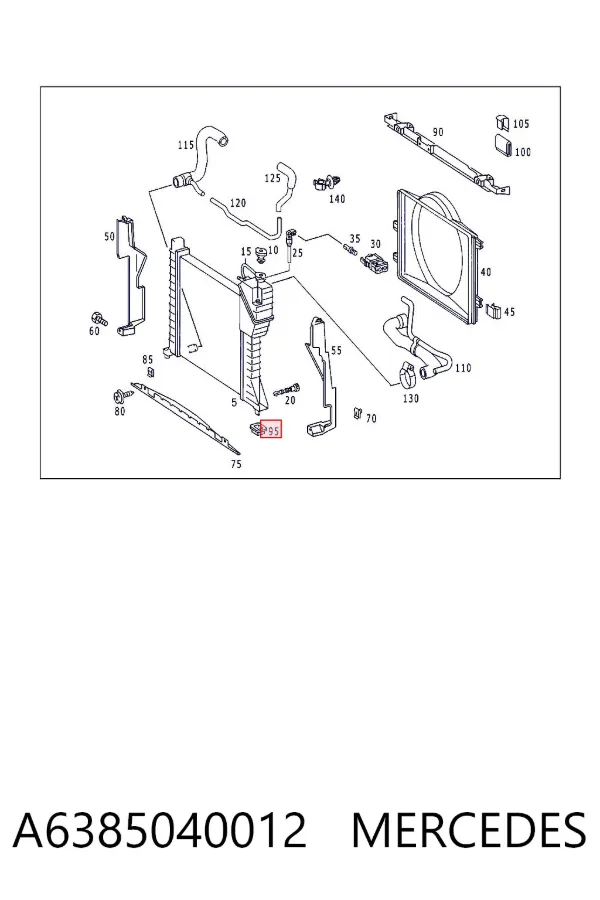 Soporte inferior de fijación del radiador A6385040012 Mercedes