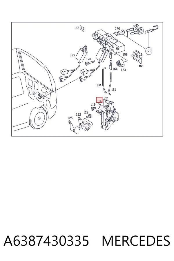 Cerradura de maletero A6387430335 Mercedes
