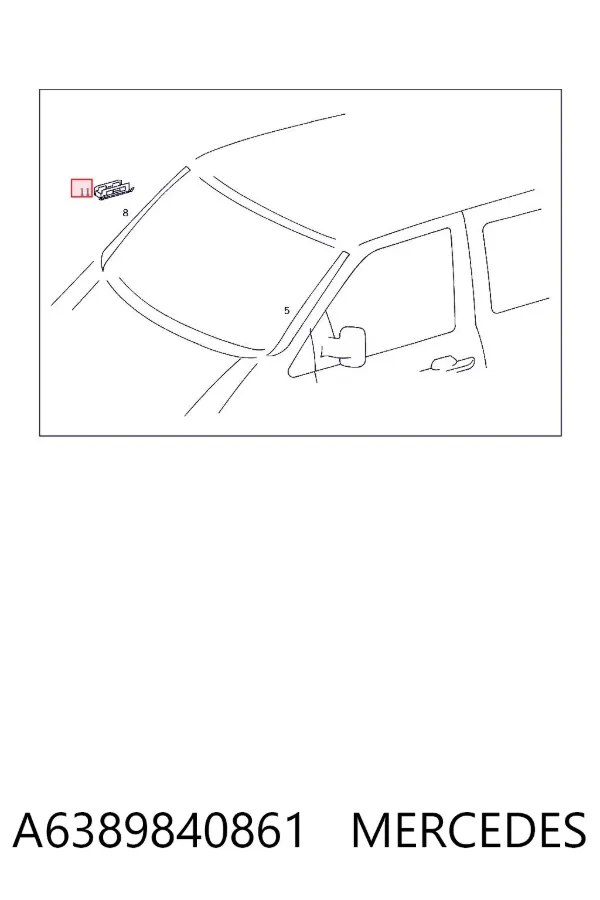 Clip de fijación de moldura de parabrisas A6389840861 Mercedes