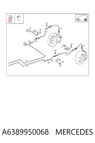 Abrazadera de tubo de freno MERCEDES A6389950068